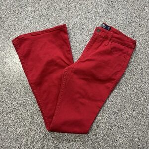 Hollister High Rise Vintage Flare Jeans Womens Juniors 5R 27x32 Red Soft Stretch
